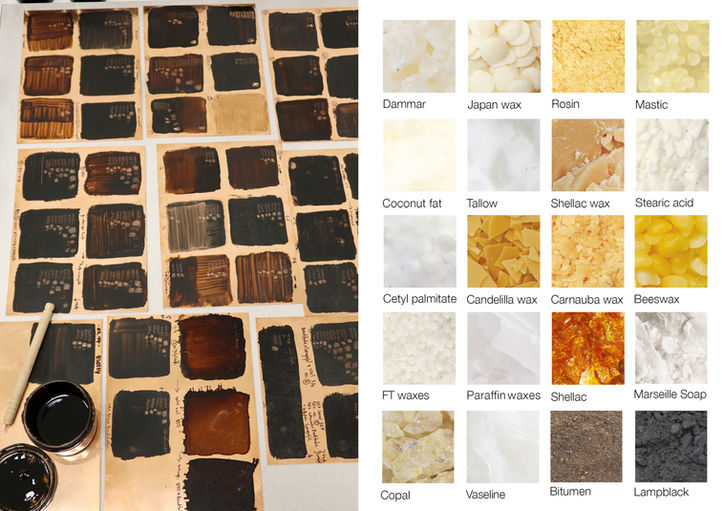 Research & Development
Publication of art & specialist books
by EDITION HOKE
etching lacquer
hard ground
beeswax
carnauba wax
bitumen
lampblack
lithographic crayon and tusche
paper fibre
algraphy
Algrafie
aluminum etching
copper etching
limestone lithography
Druckwerkstatt