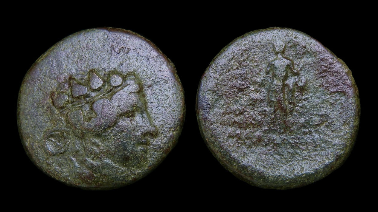 THRACE, Maroneia . circa after 146 BC . AE27 . Dionysos standing