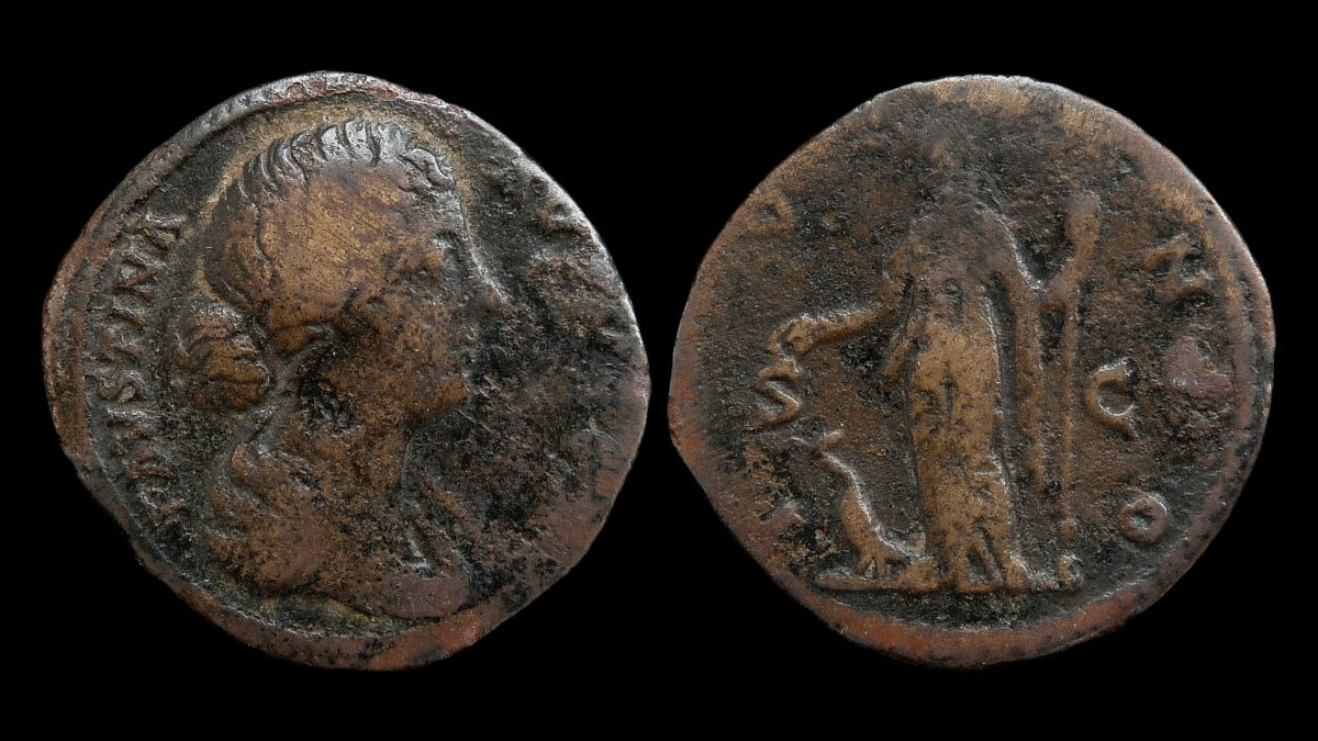 FAUSTINA II . AD 161-175 . As . "Juno, Queen of the Gods"