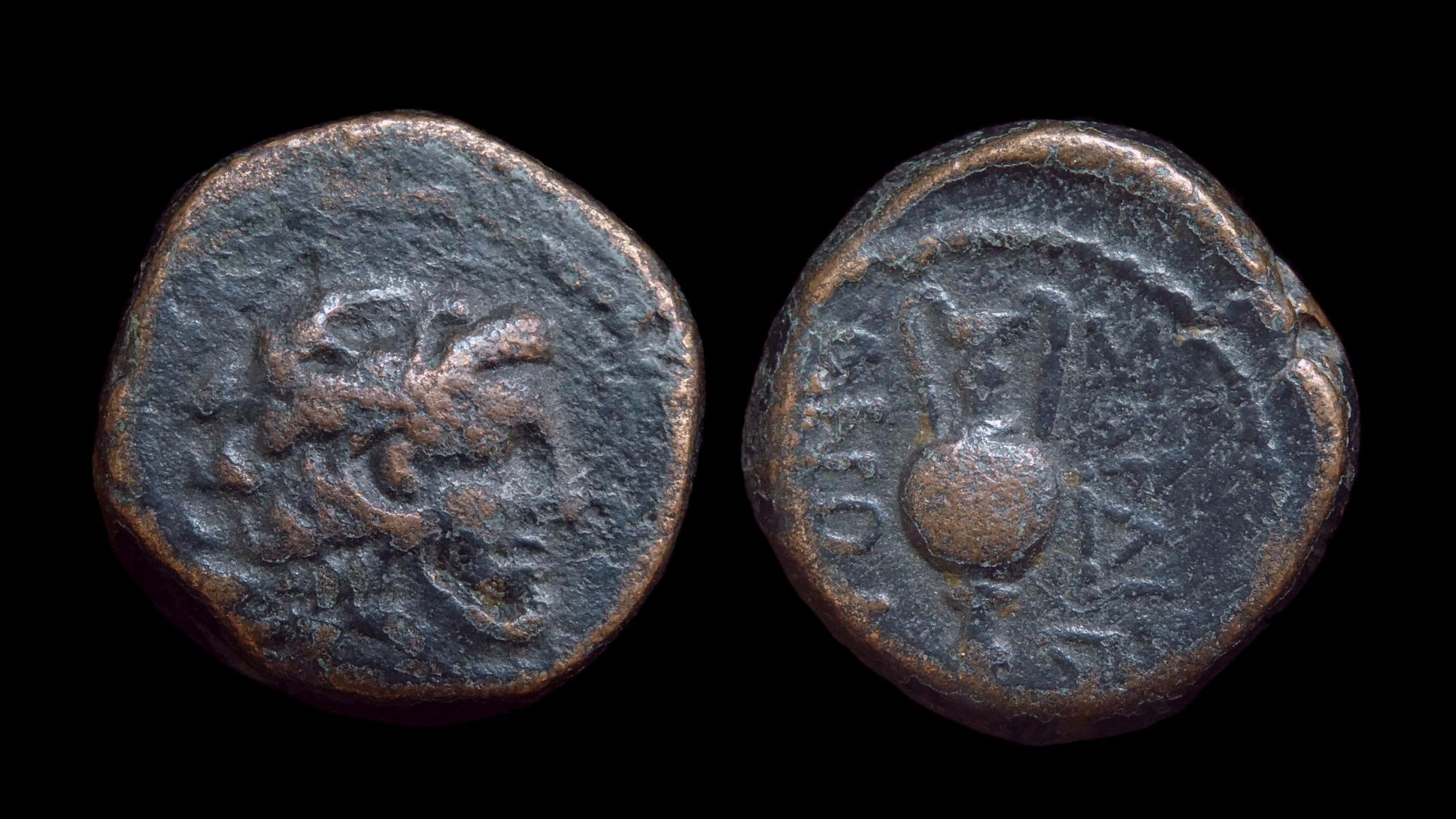 LYDIA, Sardes . 2nd-1st centuries BC . AE14 . Herakles / Amphora . *Pedigreed*