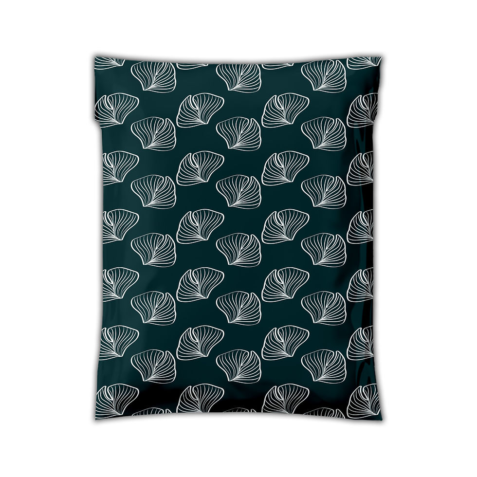 FLORAL AQUA PATTERN: Coastal Leaves in Deep Teal & White Poly Mailer