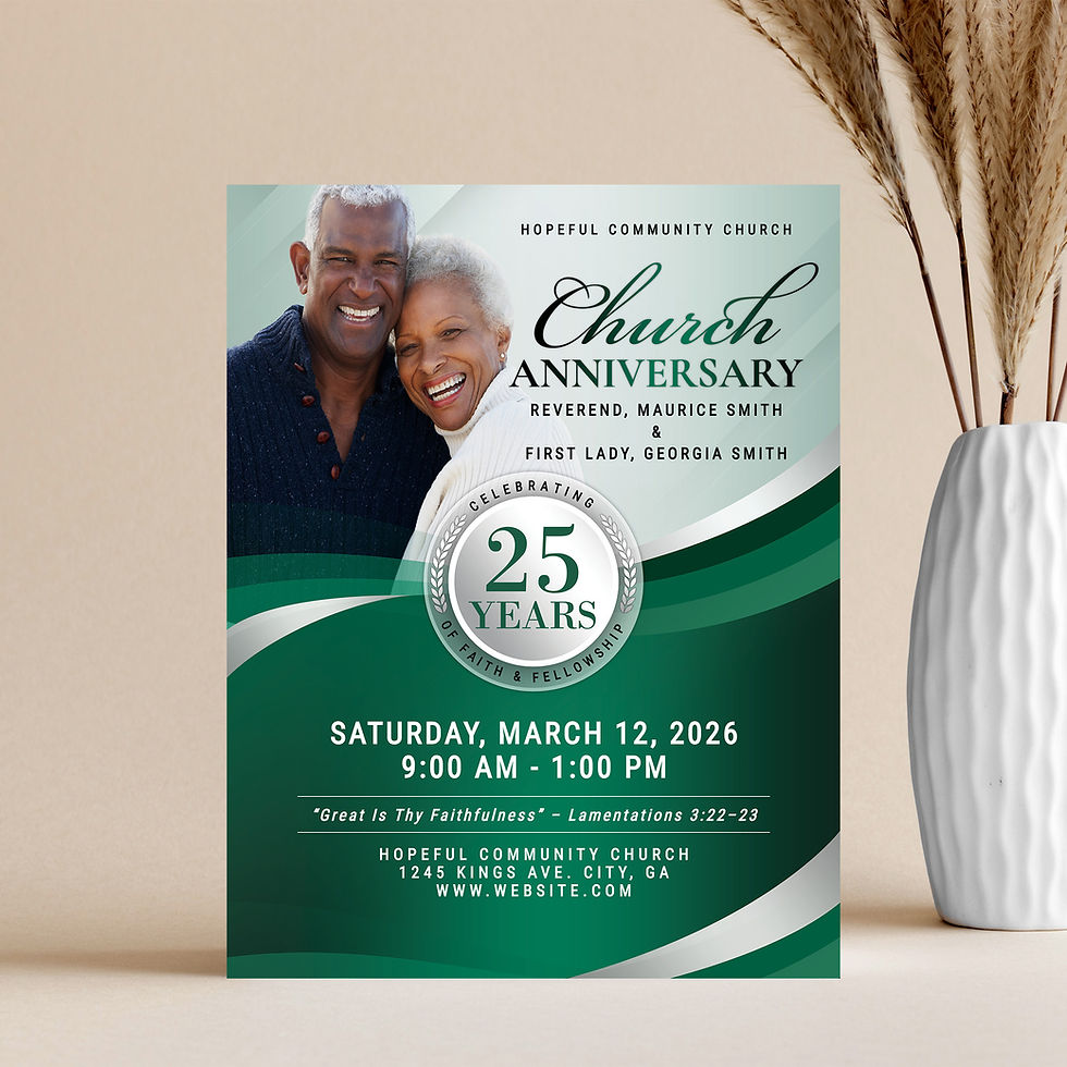 Thumbnail: Emerald Green & Silver Church Anniversary Celebration Flyer