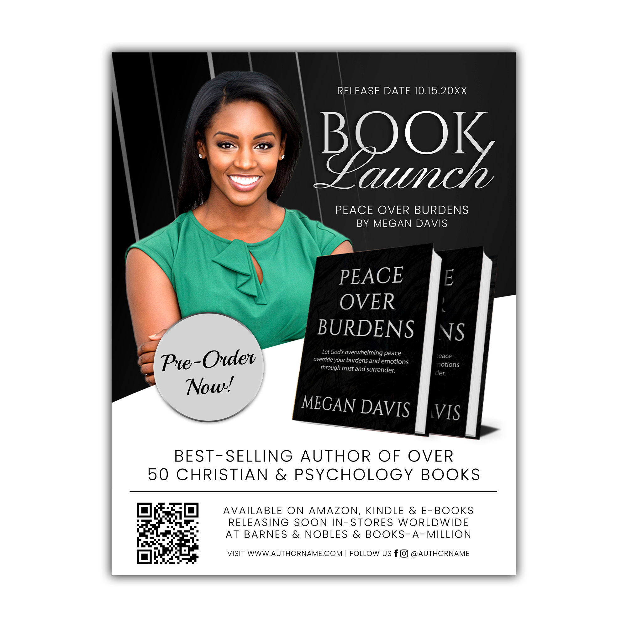 Author Book Launch Release: Neutral Black, Grey & White Flyer