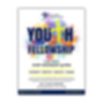 Youth Fellowship: Colorful Paint Splatter, Blue, Yellow Cross Church Flyer