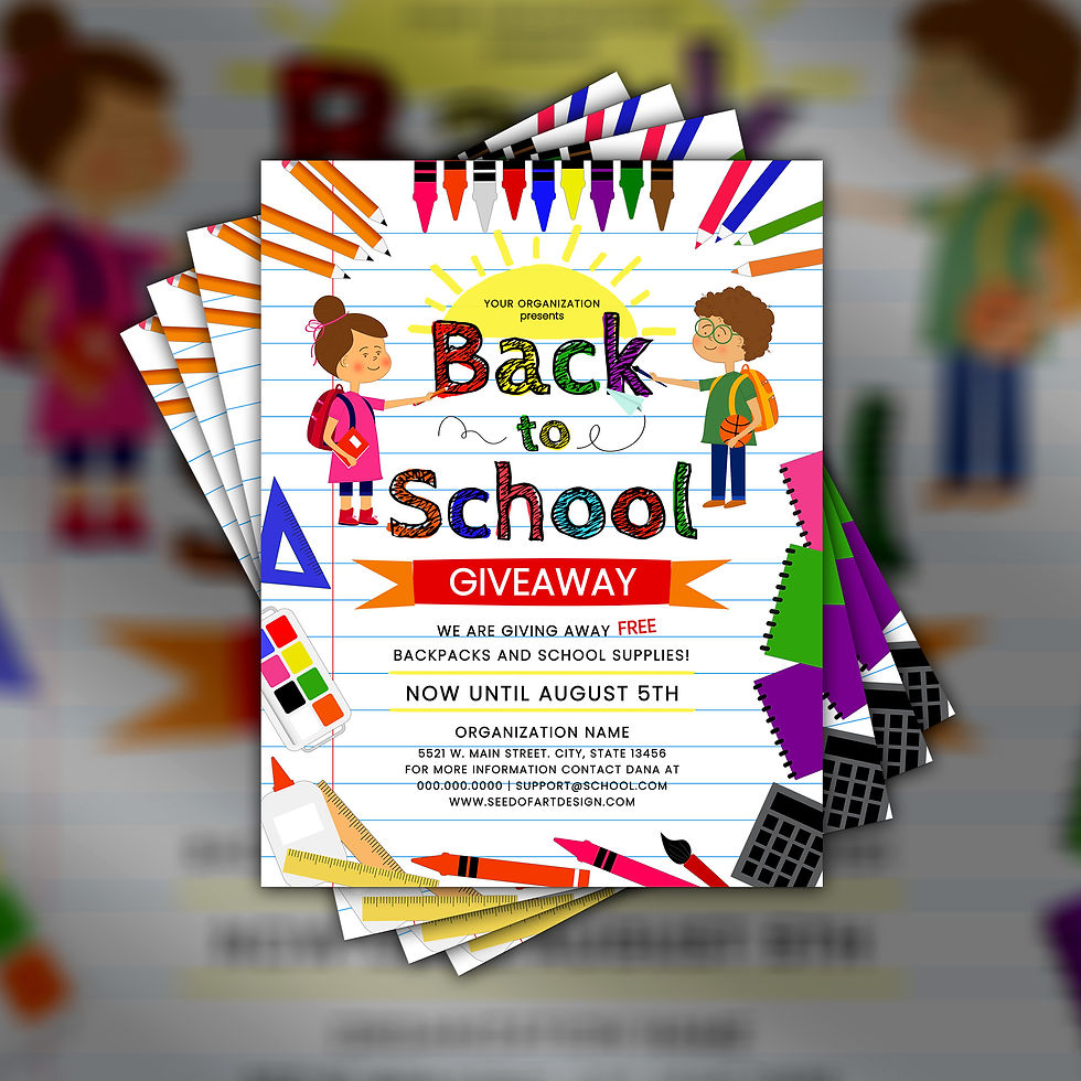 Thumbnail: Back to School School Supply Giveaway Flyer Template