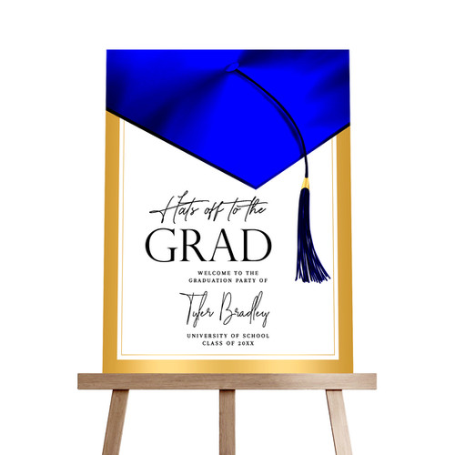 Grad Signs Hat Graduation Hats Off To The Grad, Hat & Tassel Men's Welcome Sign | Seed ...