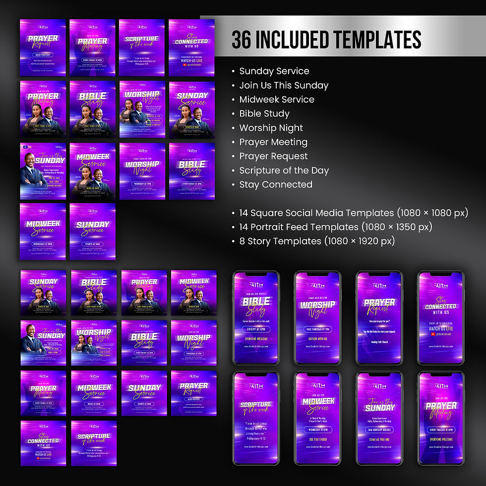 Thumbnail: 36 Church Weekly Social Media Content Bundle