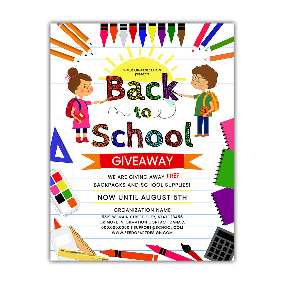 Back to School School Supply Giveaway Flyer Template