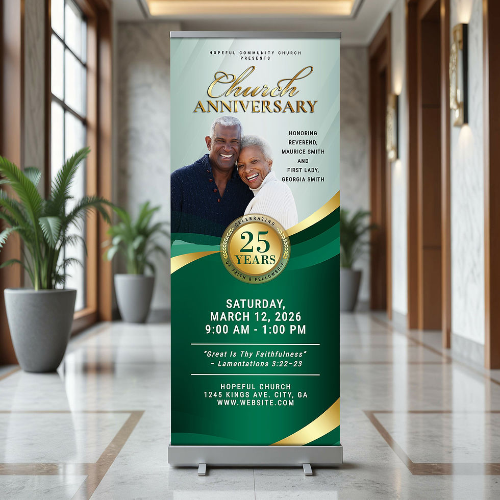 Thumbnail: Green & Gold Church Anniversary Celebration Banner
