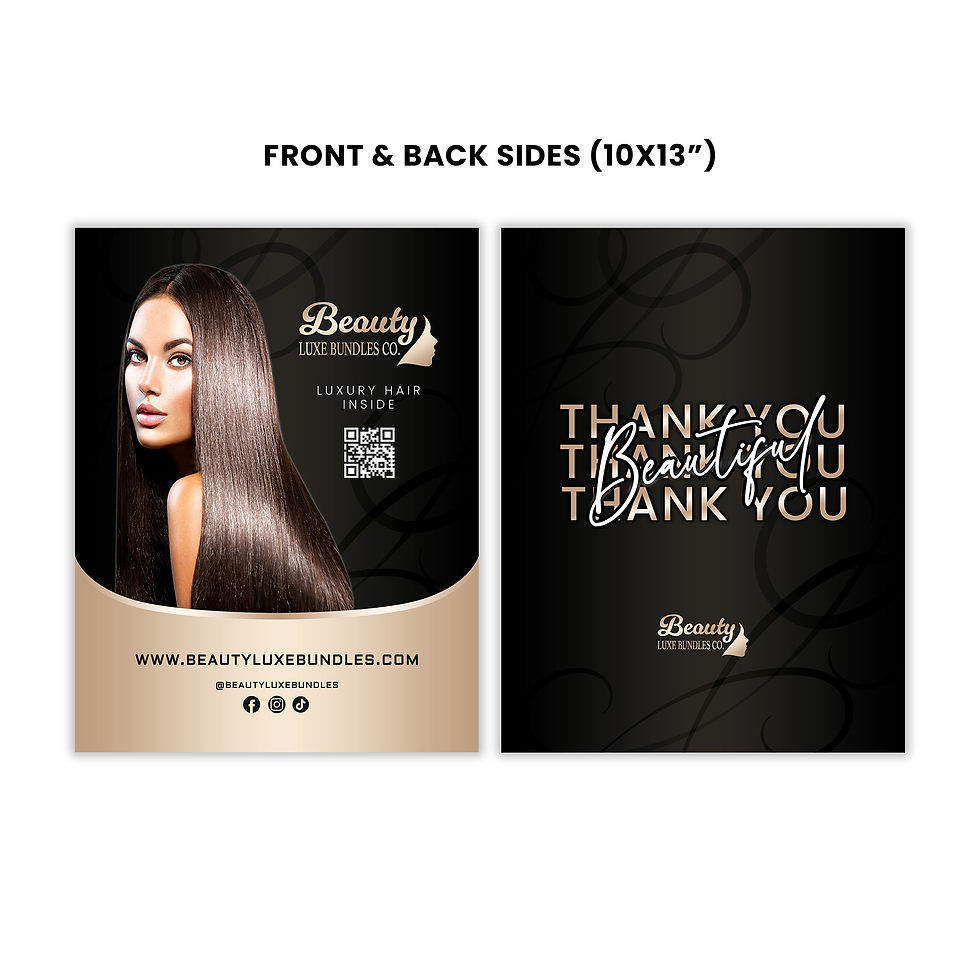 Thumbnail: Elegant Luxury Hair Extension Black & Beige Poly Mailer