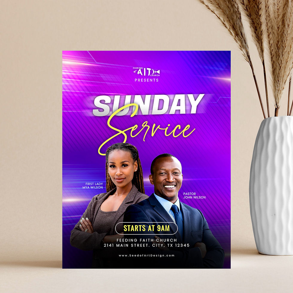 Thumbnail: Purple Sunday Service Church Flyer Template