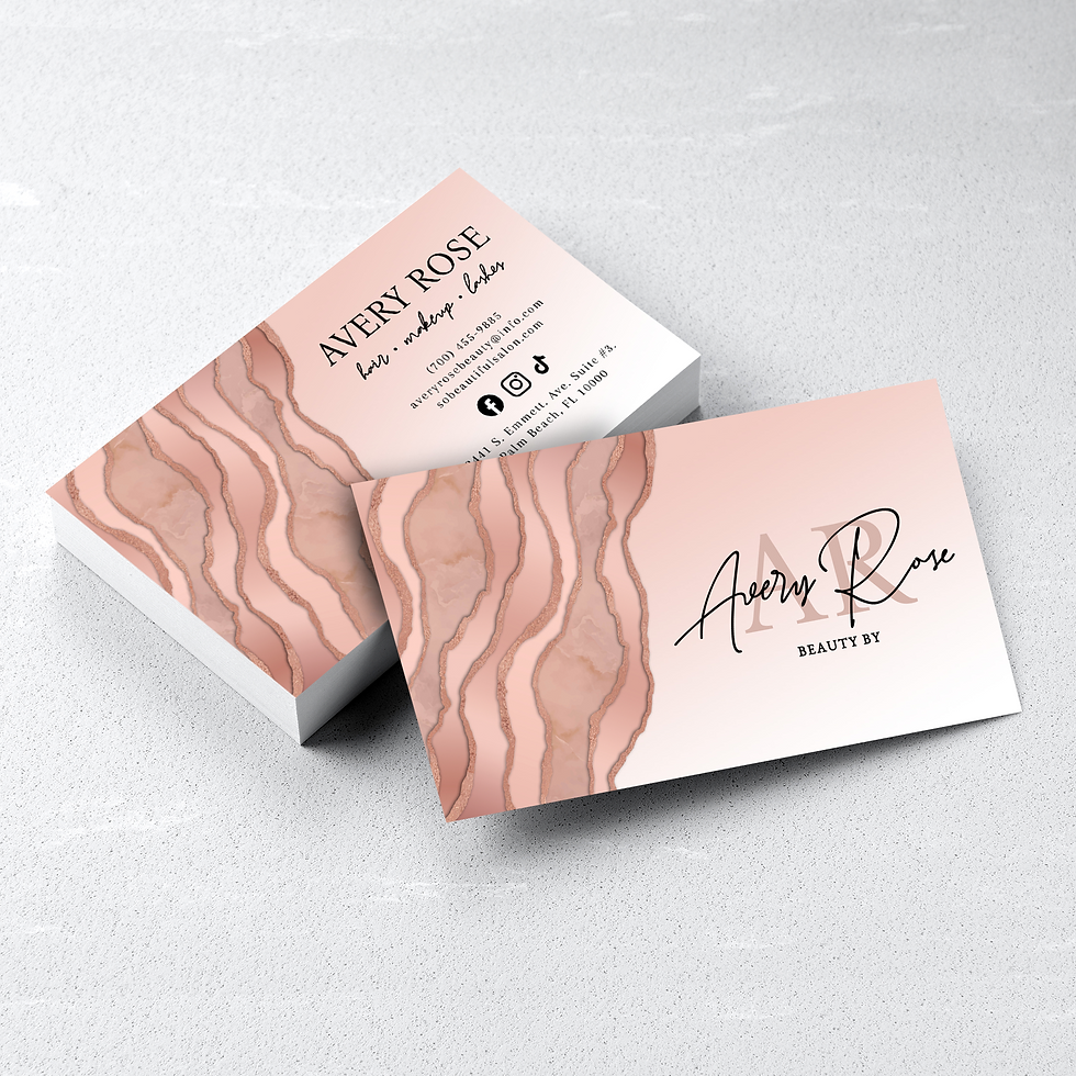 Thumbnail: Blush Rose Gold Agate Marble Cosmetologist Business Card