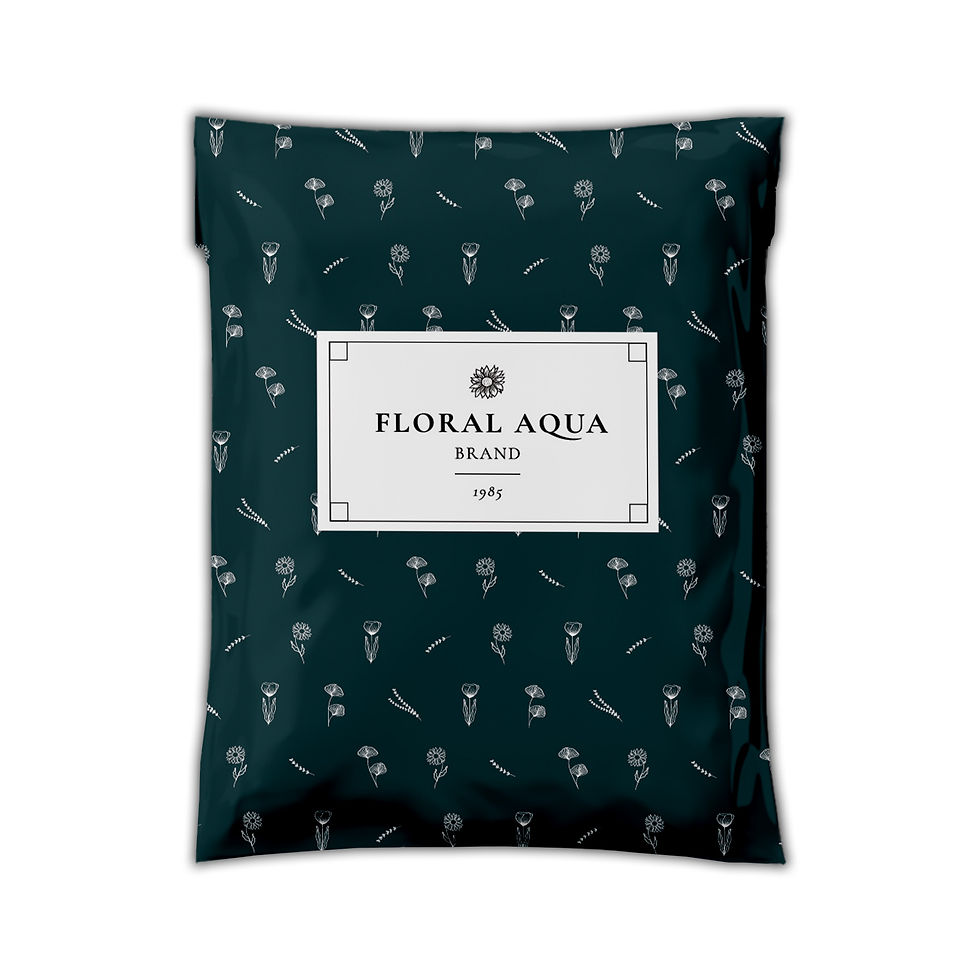 FLORAL AQUA: Serene Elegance in Deep Teal & White Botanicals Poly Mail