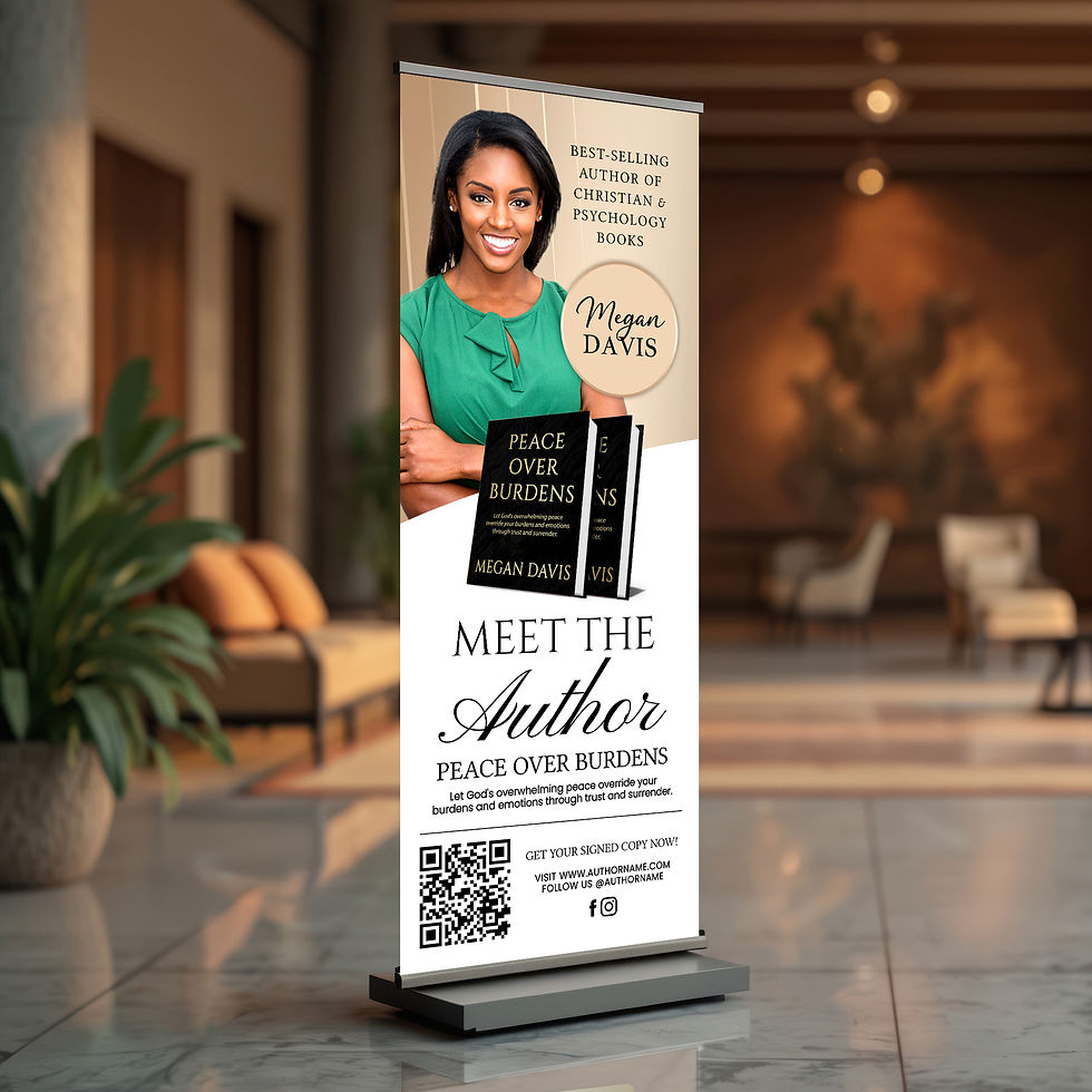 Thumbnail: Meet The Author:  Beige Brown & White Modern Retractable Banner