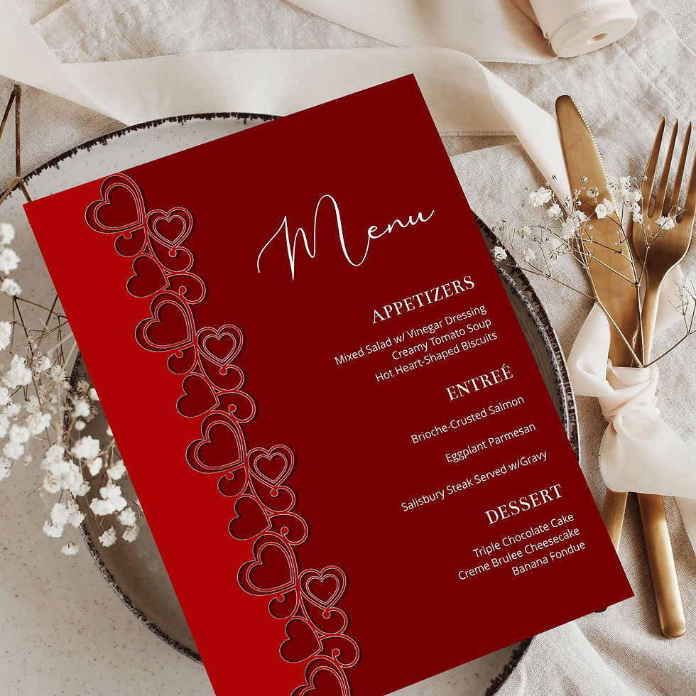 Thumbnail: Romantic Hearts Swirls Valentine's Day Red Menu