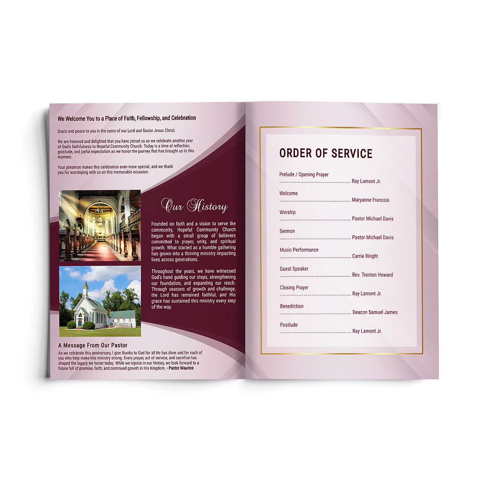 Thumbnail: Burgundy & Gold Church Anniversary Celebration 4-Page Program