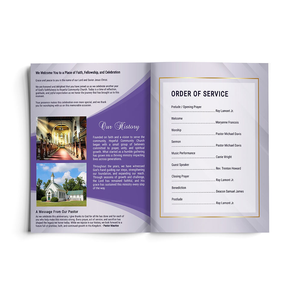 Thumbnail: Royal Purple & Gold Church Anniversary Celebration 4-Page Program