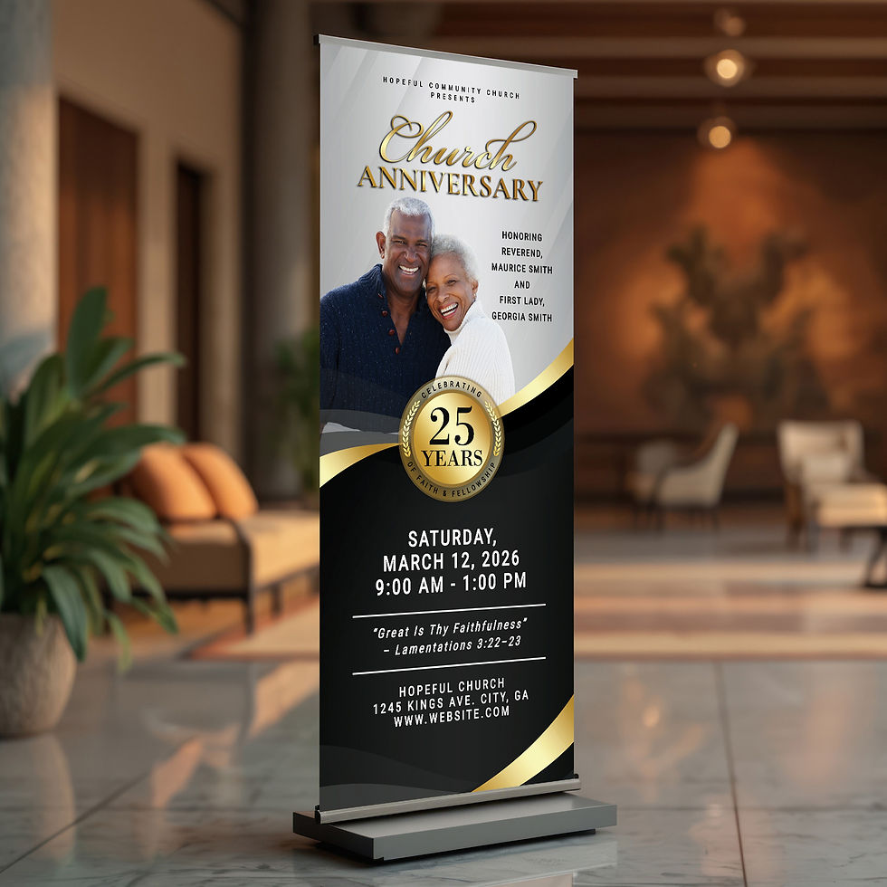 Thumbnail: Elegant Black & Gold Church Anniversary Celebration Banner
