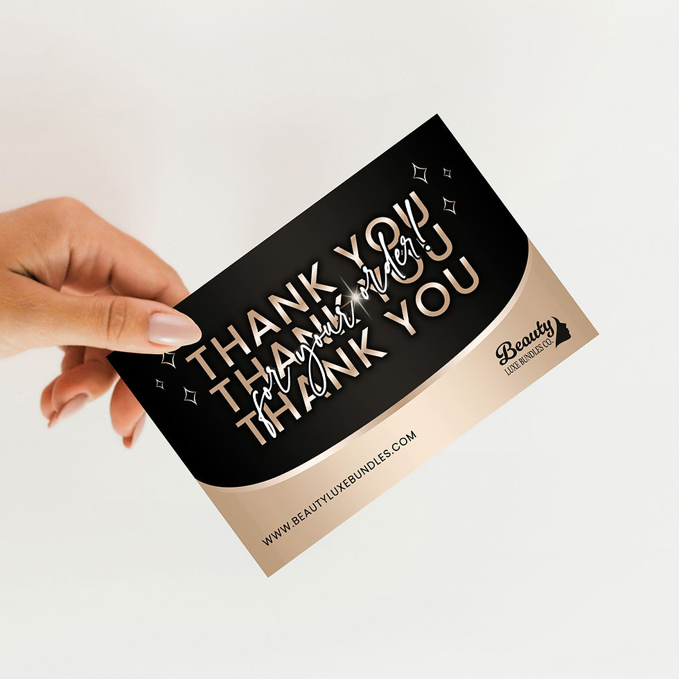 Thumbnail: Luxury Beige & Black Hair Extension Thank You For Your Order Insert Card