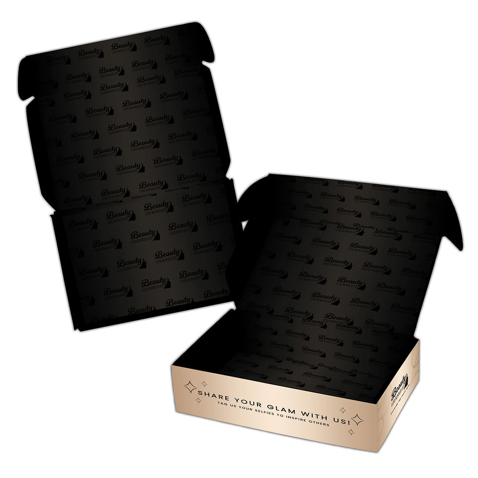 Thumbnail: Elegant Luxury Hair Extension Beige & Black Mailer Box (Freebies Included)