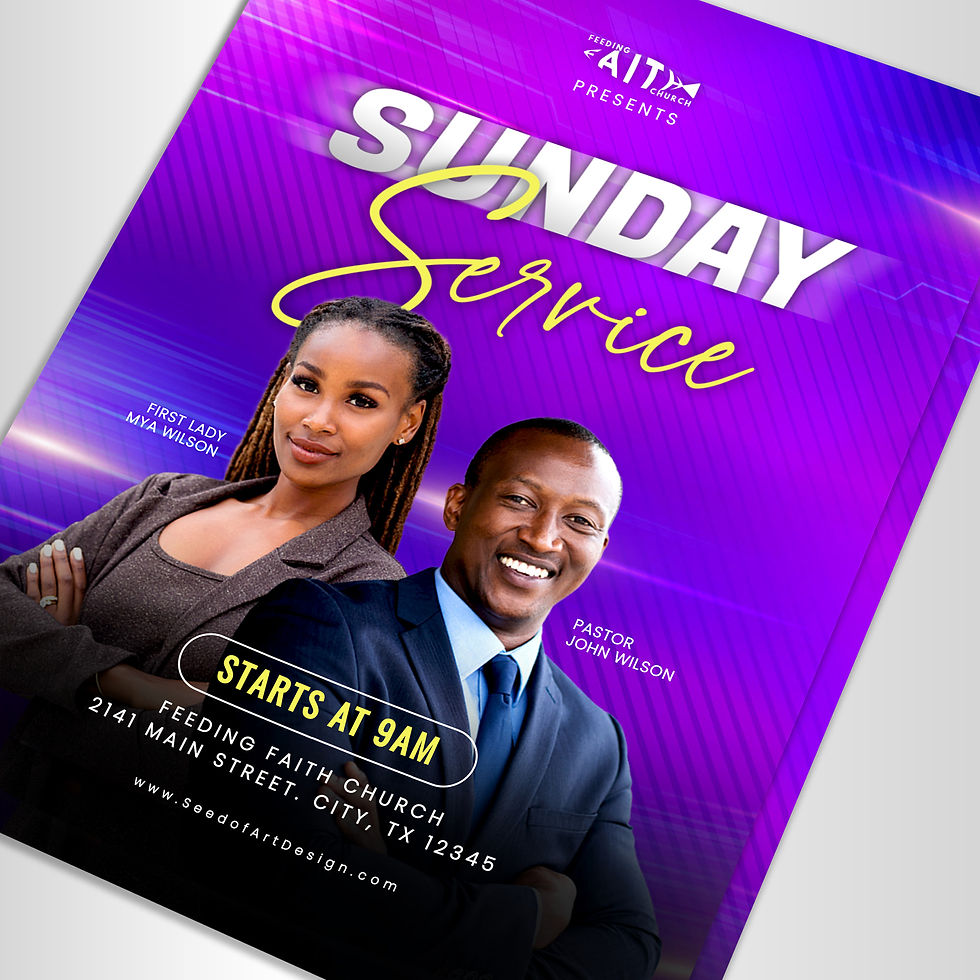 Thumbnail: Purple Sunday Service Church Flyer Template