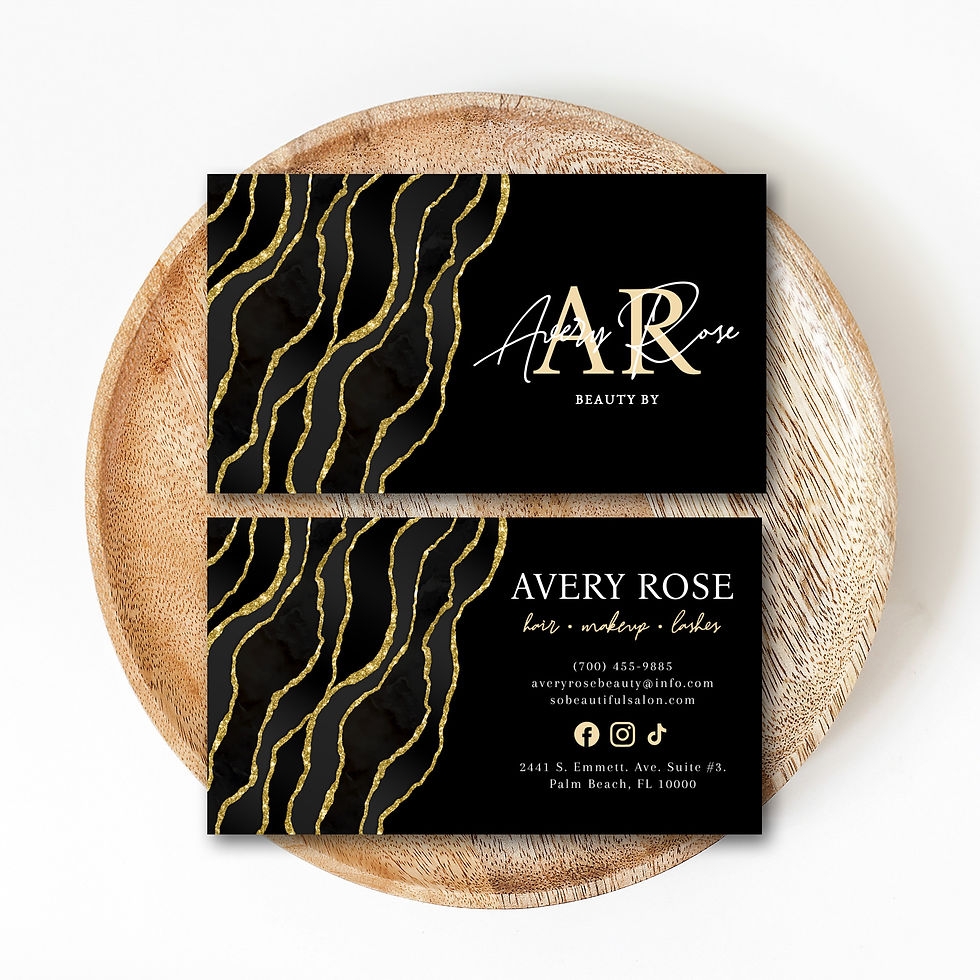 Thumbnail: Chic Black & Gold Agate Marble Cosmetologist Business Card