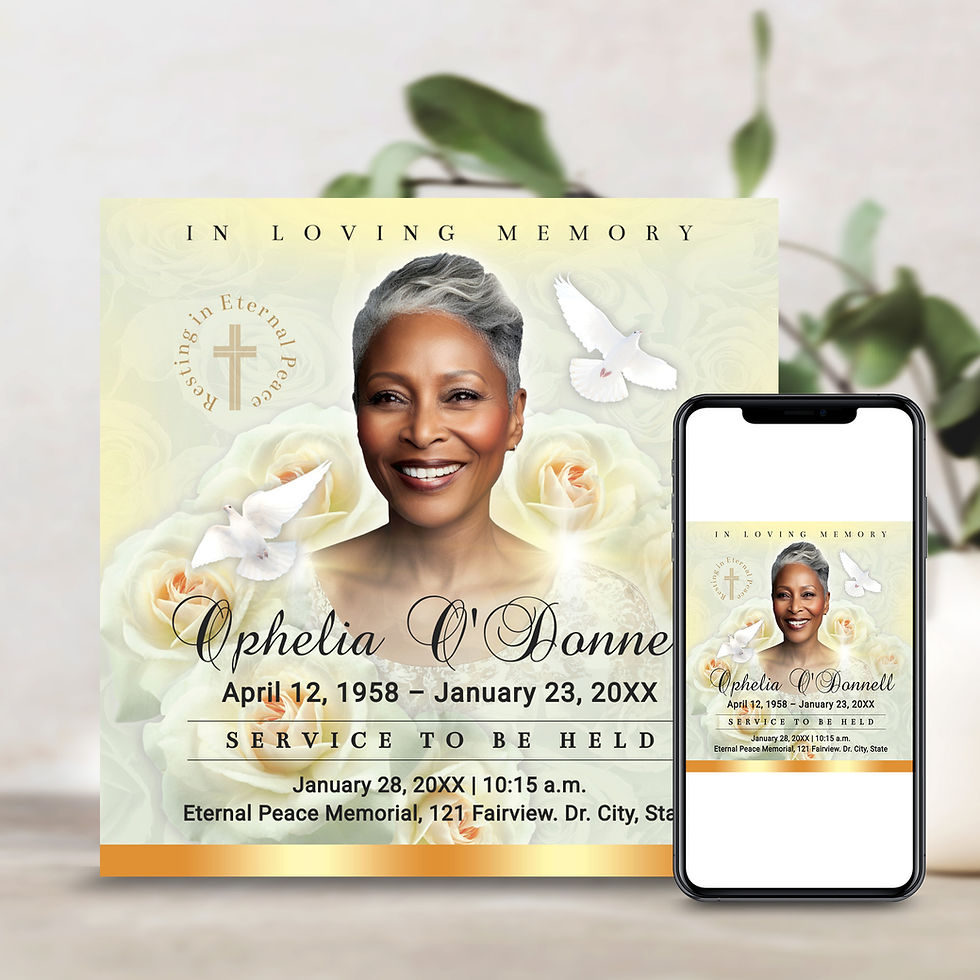 Thumbnail: Serene Funeral Announcement Social Media Post in Soft Sage & Champagne Gold