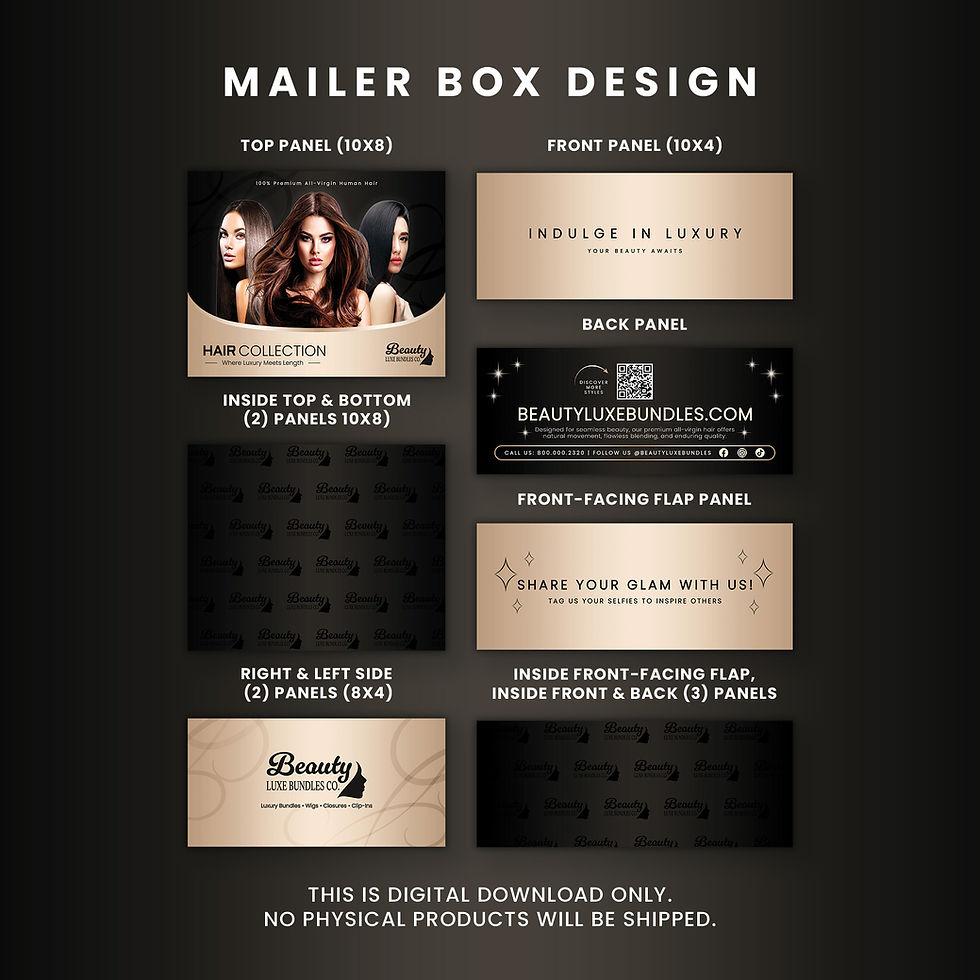 Thumbnail: Elegant Luxury Hair Extension Beige & Black Mailer Box (Freebies Included)