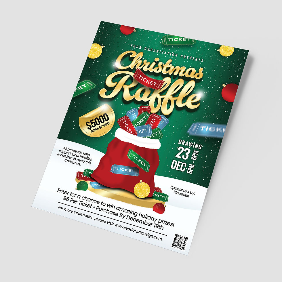 Thumbnail: Christmas Raffle Green & Gold Holiday Ticket Sack Flyer