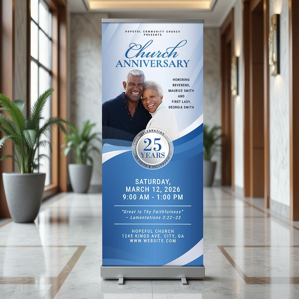 Thumbnail: Elegant Soft Blue & Silver Church Anniversary Celebration Banner