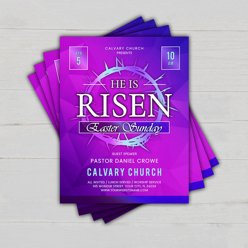 Thumbnail: He Is Risen Easter Sunday, Crown of Thorns Church Flyer