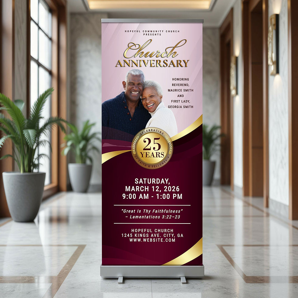 Thumbnail: Burgundy & Gold Church Anniversary Celebration Banner