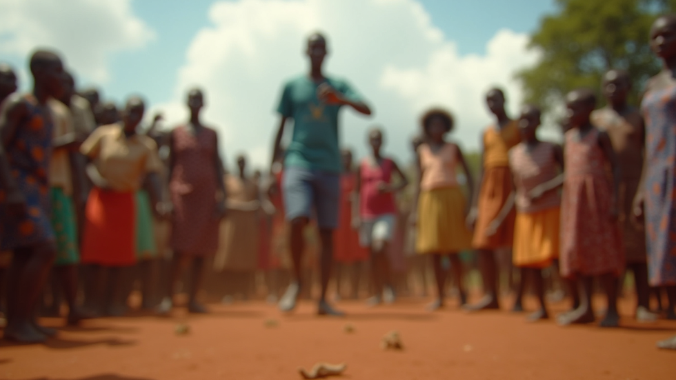 Eye-level view of a vibrant community gathering in Uganda
