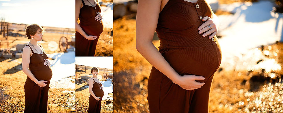 Billings area maternity client holds her belly during photography session with Tiffany Edwards, Newborn and Childhood Photographer