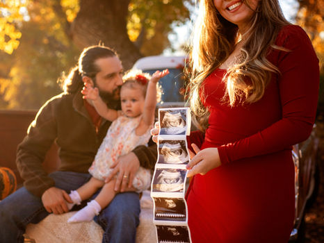Nicaj Family + Pregnancy Announcement | Fall Truck Family Session | Photography at Riverfront Park, Billings Montana by Tiffany Edwards, Newborn & Family Photographer