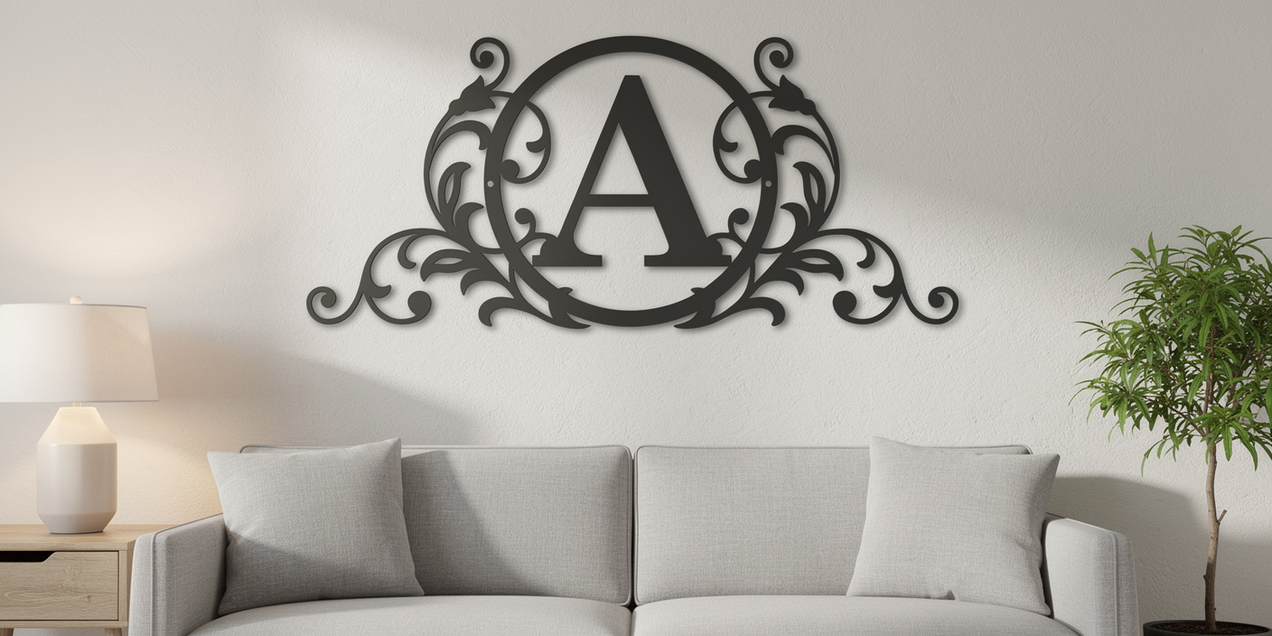 Monogram Letter Design Scrolled