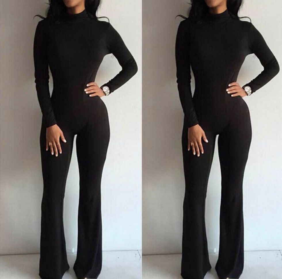 Thumbnail: Sexy Grey Hollow Out Bodycon Jumpsuit