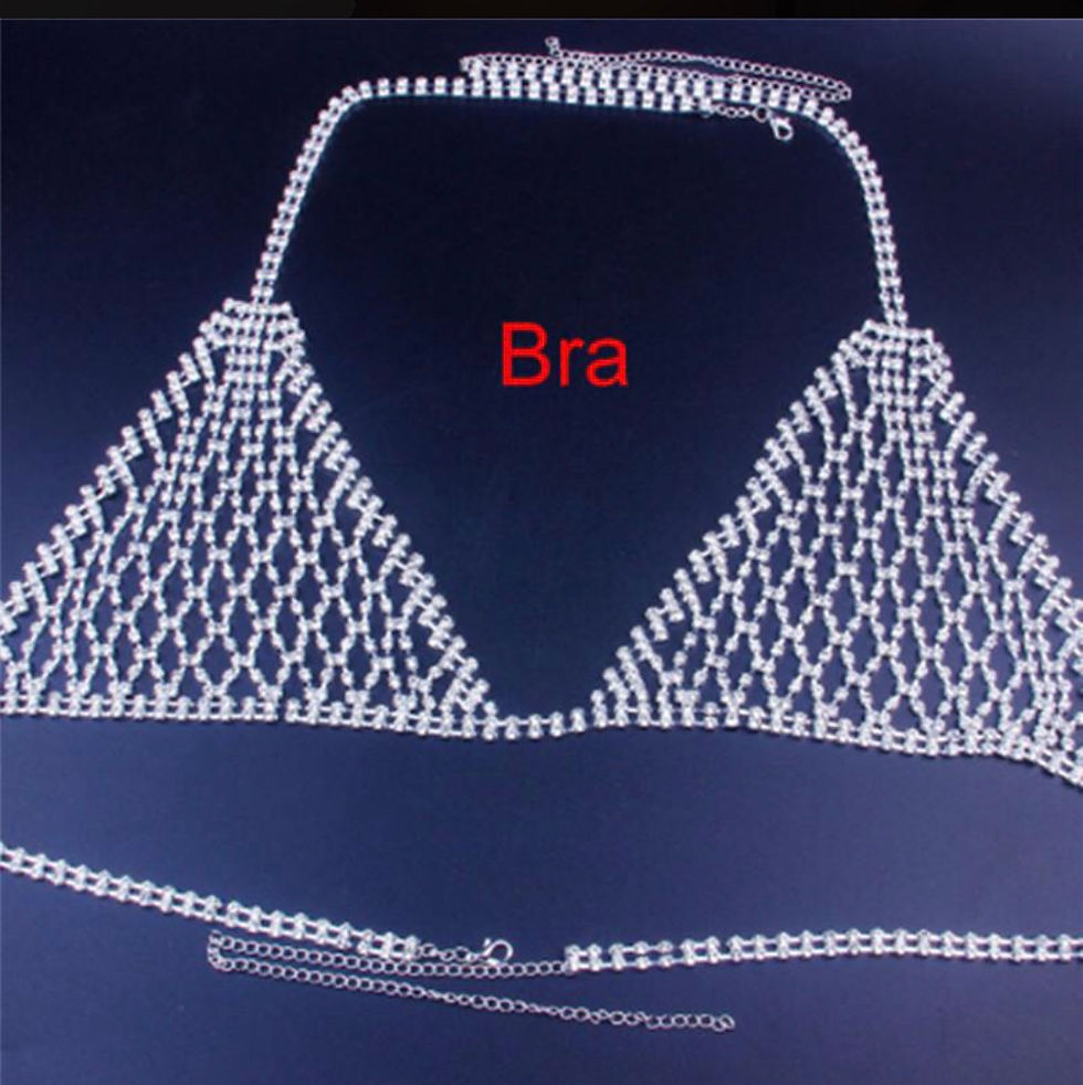 Thumbnail: Sexy Rhinestone Bikini Thong Panties and Bra