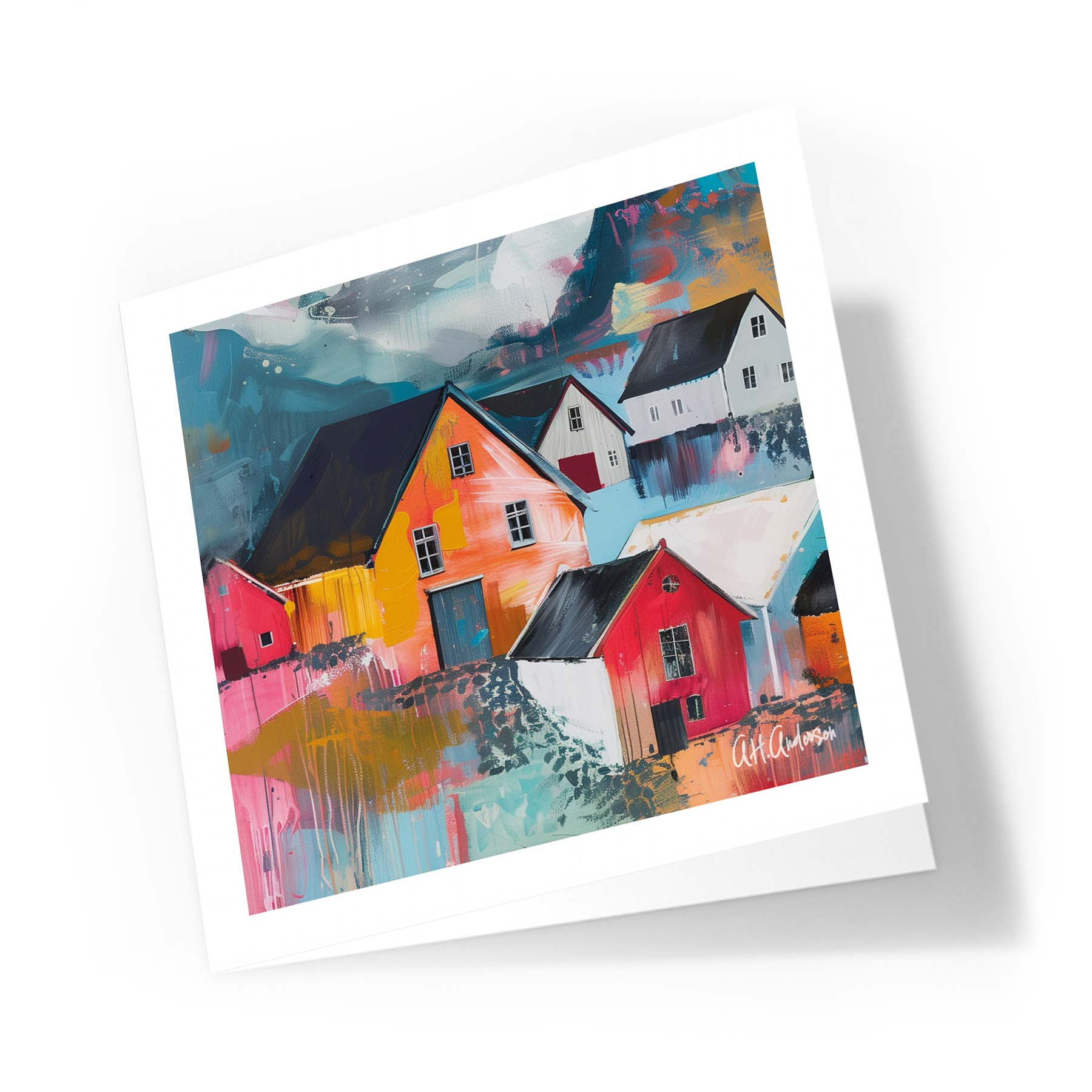 Oransje hus, abstrakt kunstkort