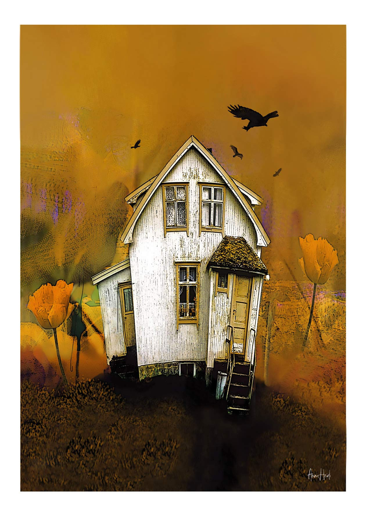 "HUSET I HAGEN" kunsttrykk