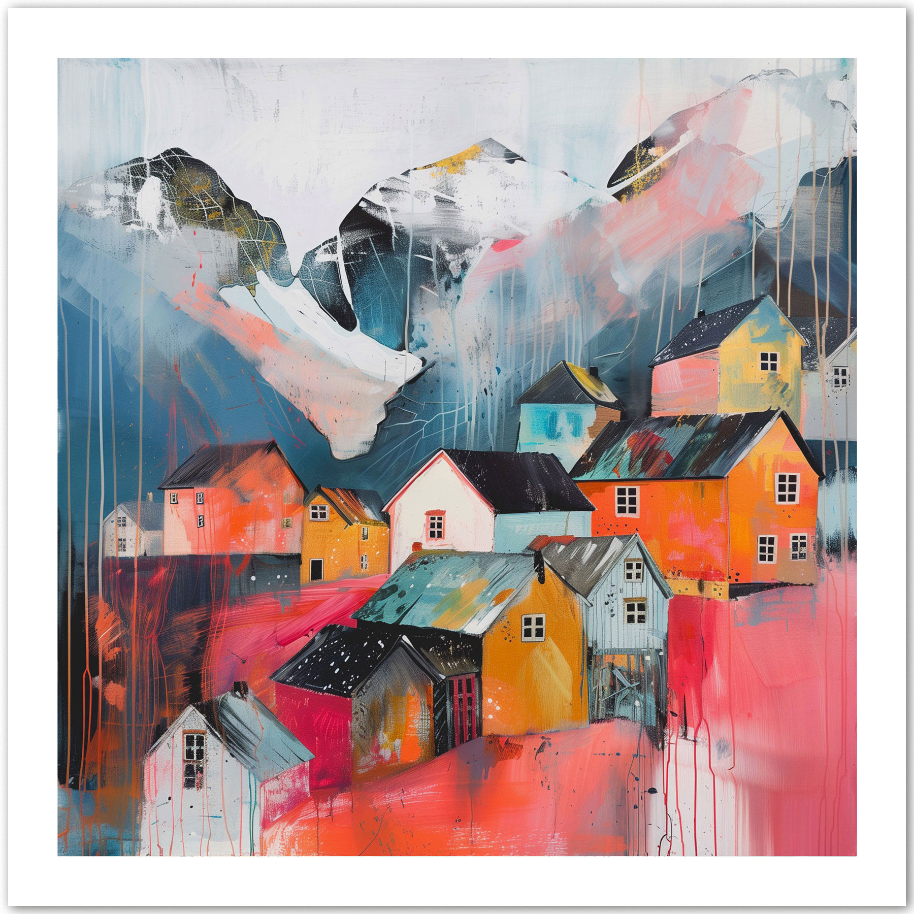 Hus nordpå, abstrakt kunsttrykk