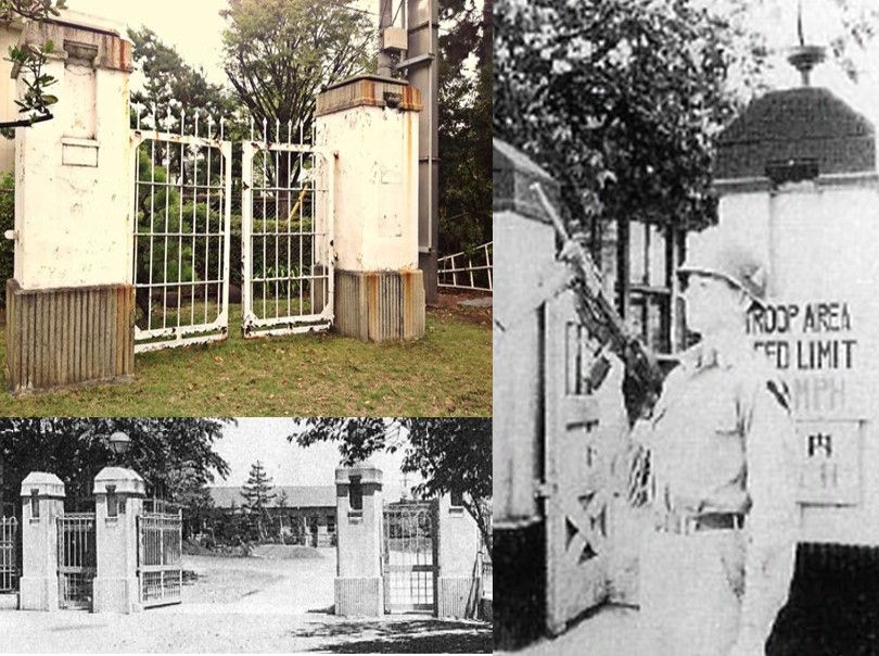 It is a gate pillar that has been used from the era of the former naval gunpowder factory to the present. There used to be four pillars, but now the two pillars in the middle have been relocated. It is one of the oldest structures on our premises, and it is said that it was built from the end of the Meiji period to the Taisho period. ※Right photo: Stationary soldiers guarding in front of the main gate Bottom photo: The main gate at the time that was photographed after the Great Kanto Earthquake