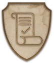 An icon depicting a shield with a document