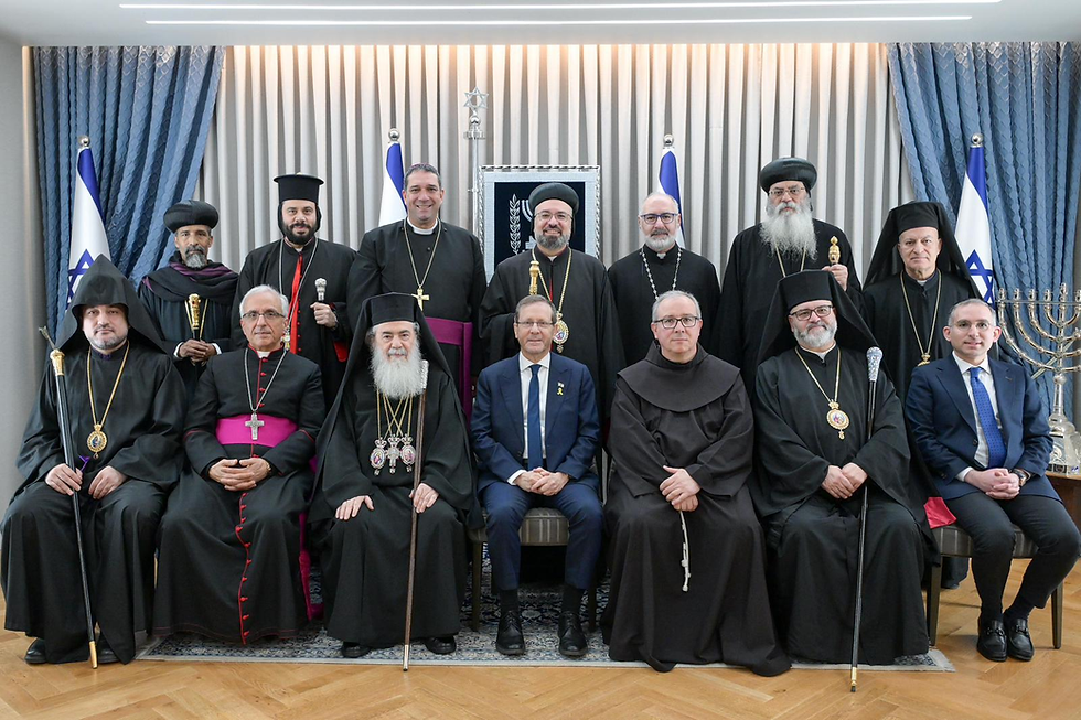 President Isaac Herzog ontvangt christelijke leiders in het Heilige Land voor een nieuwjaarsviering