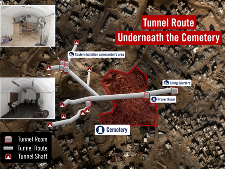 VIDEOS: Onder begraafplaats: een terreurtunnel, schuilplaatsen voor hoge Hamas-functionarissen