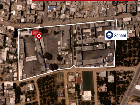 Een commandokamer van Hamas, gevestigd in een UNRWA-school in het centrum van Nuseirat in Gaza