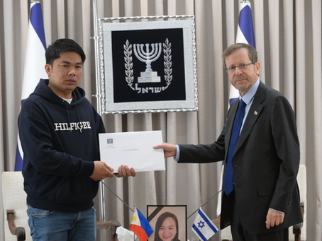 President Isaac Herzog ontmoet weduwnaar van Filipijnse staatsburger die omkwam bij Iraanse raketaanval