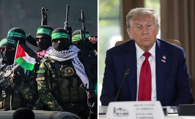 Trump en Hamas-terroristen. Foto AP