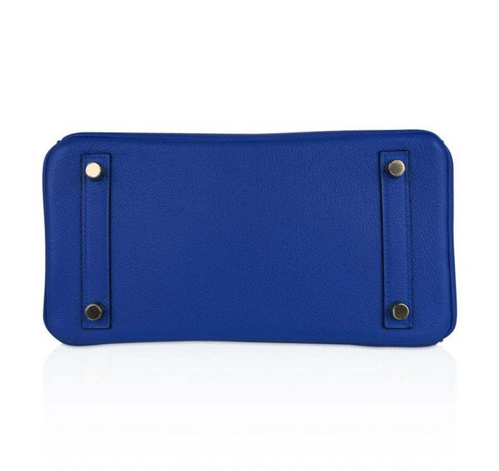 Thumbnail: Hermes Birkin 25 Blue Gold Hardware Novillo Leather