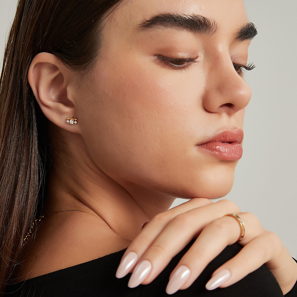 Thumbnail: TRIPLE CZ BAR STUD EARRINGS